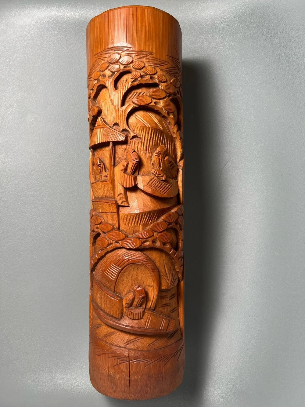 Antique Chinese Carved Bamboo Bitong Brush Pot